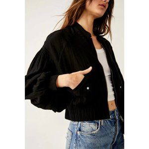 Free People Black Bomber Jacket
